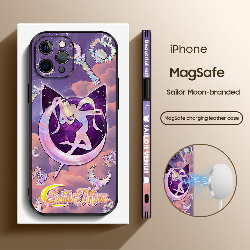 Sailor Moon Inspired Leather Phone Case with MagSafe Compatibility for iPhone