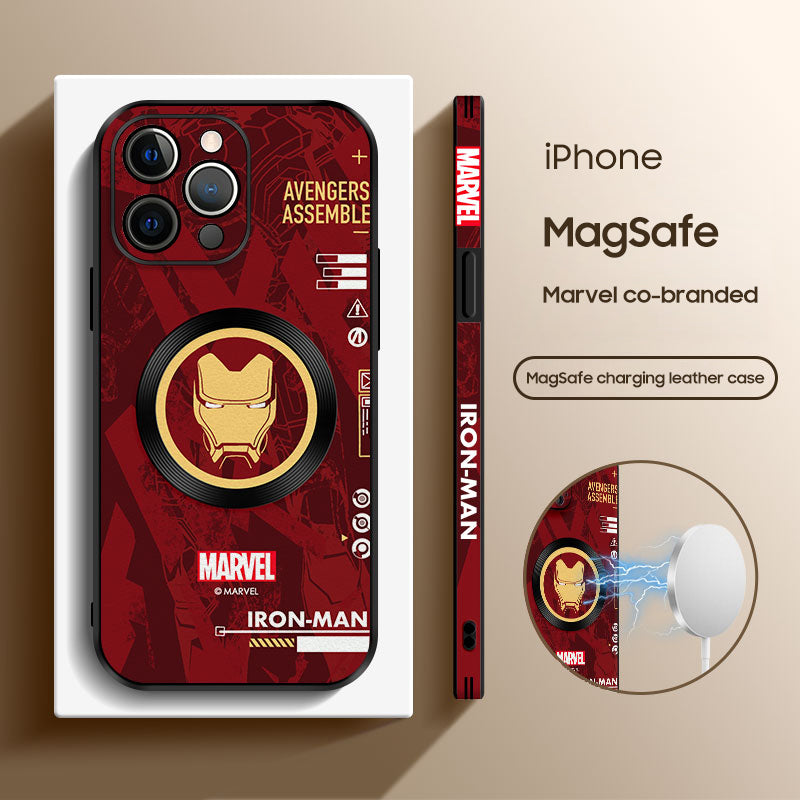 Marvel-Inspired Leather Phone Case for iPhone with MagSafe Compatibility