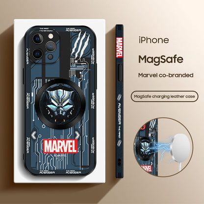 Marvelous Marvel Cartoon Leather Case for iPhone with MagSafe Compatibility