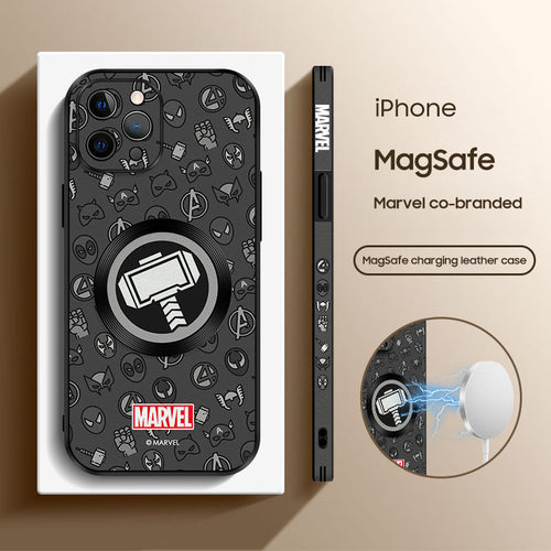 Marvel-Inspired Leather Phone Case for iPhone with MagSafe Compatibility