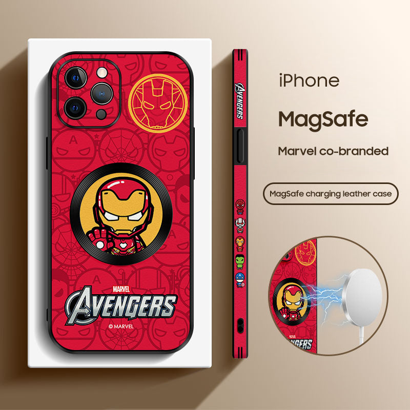 Marvel-Inspired Leather Phone Case for iPhone with MagSafe Compatibility