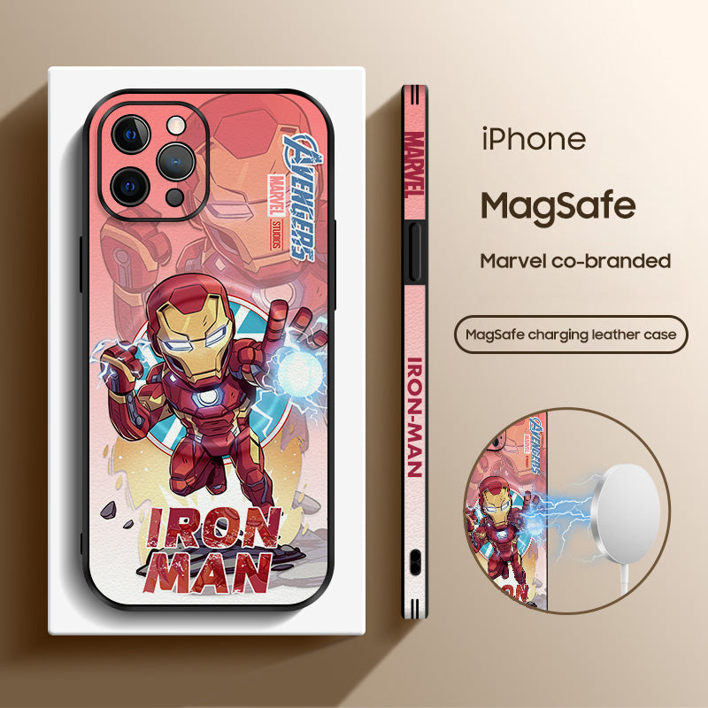 Marvel-Inspired Leather Phone Case for iPhone with MagSafe Compatibility