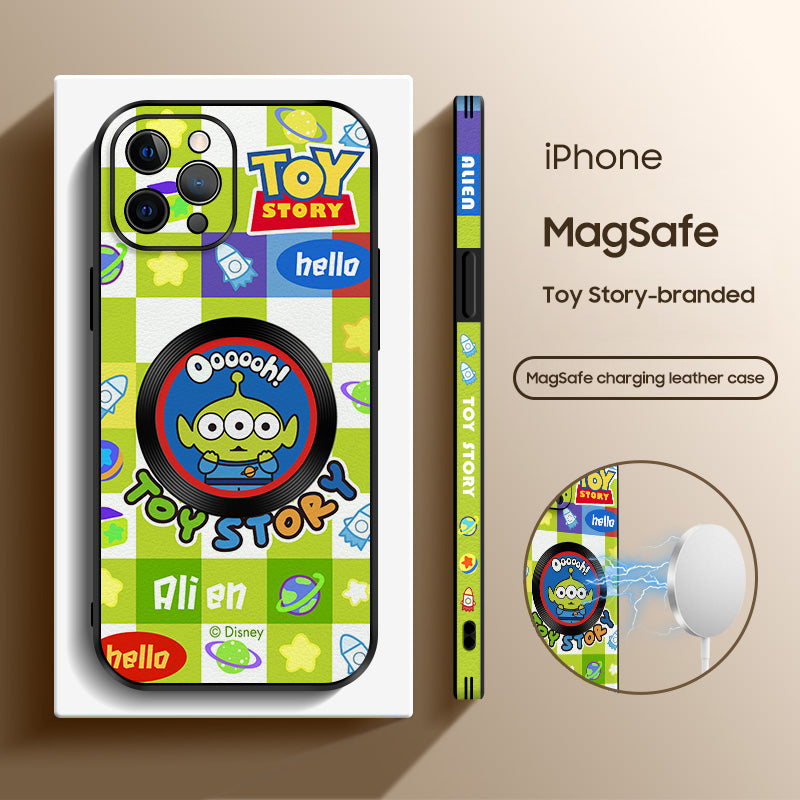 Toy Story Inspired Leather MagSafe Case for iPhone – Perfect Blend of Style and Fun!