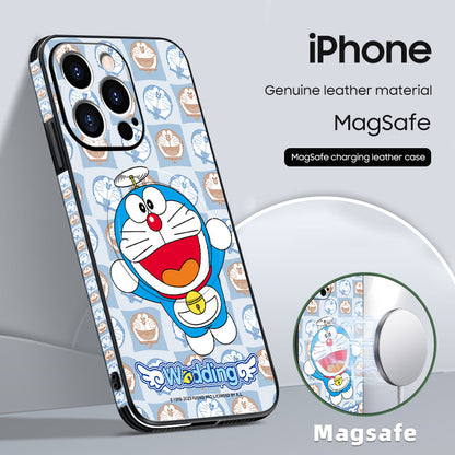 Doraemon-Inspired Leather Phone Case for iPhone MagSafe | Stylish Original Design