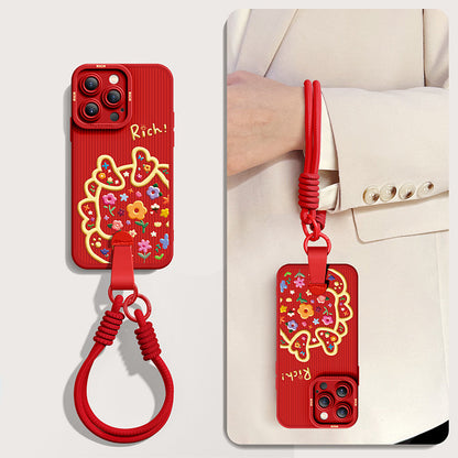 Adorable Cartoon Dragon Silicone iPhone Case with Free Wrist and Cross-Body Strap!