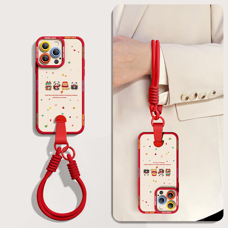 Cartoon Dragon Silicone Phone Case for iPhone Series | Includes Free Wrist and Cross-Body Strap!