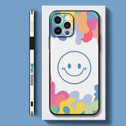 Stylish "Watercolor Smiley Face" Leather iPhone MagSafe Case - Perfect Blend of Fun and Function!