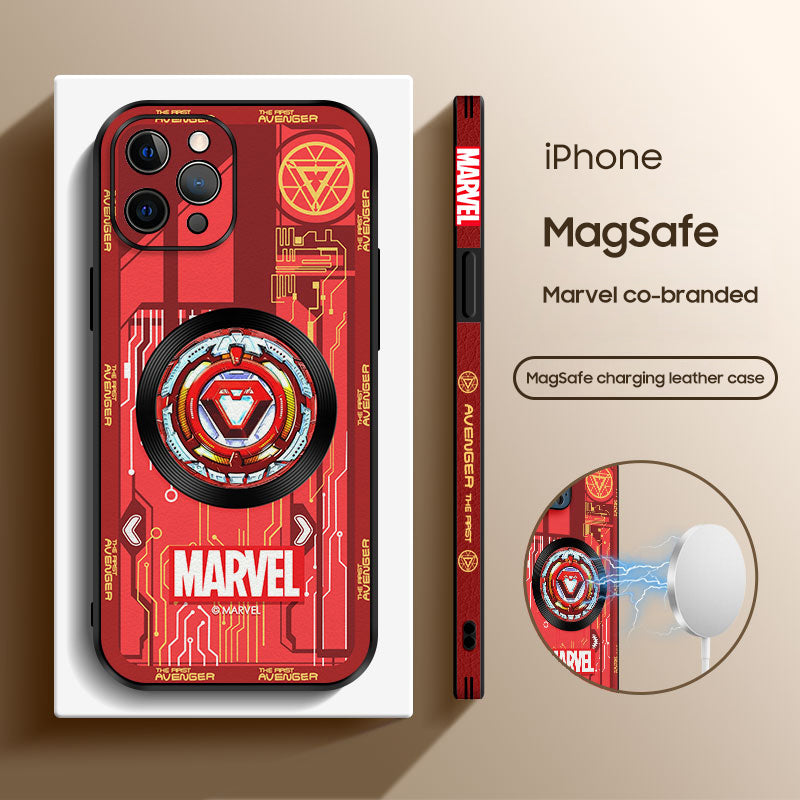 Marvelous Marvel Cartoon Leather Case for iPhone with MagSafe Compatibility