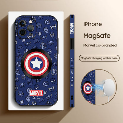 Marvel-Inspired Leather Phone Case for iPhone with MagSafe Compatibility