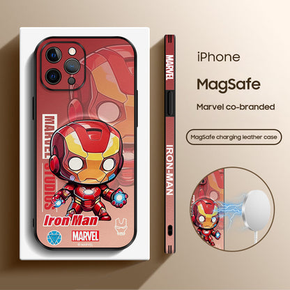 Marvel-Inspired Leather Phone Case for iPhone with MagSafe Compatibility