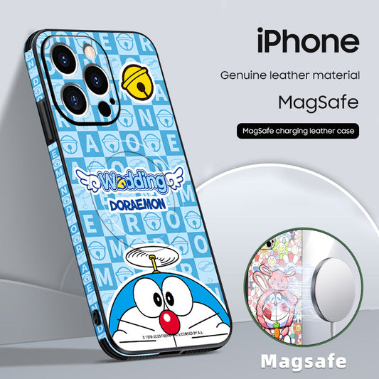 Doraemon-Inspired Leather Phone Case for iPhone MagSafe | Stylish Original Design