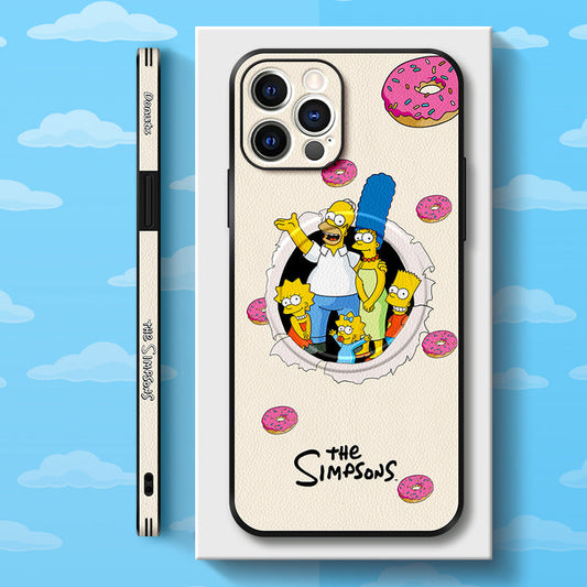 Stylish Leather iPhone MagSafe Case Featuring 'The Simpsons' - A Must-Have for Fans!