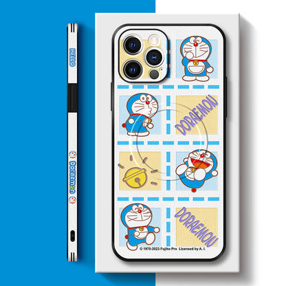 Doraemon Cartoon MagSafe Leather Phone Case for iPhone – Stylish & Functional!