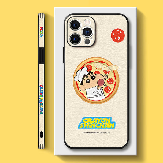 Stylish "Crayon Shin-chan" Leather Phone Case for iPhone with MagSafe Compatibility