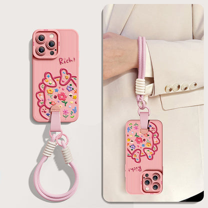 Cartoon Dragon Silicone Phone Case for iPhone Series | Includes Free Wrist Rope & Cross-Body Strap!