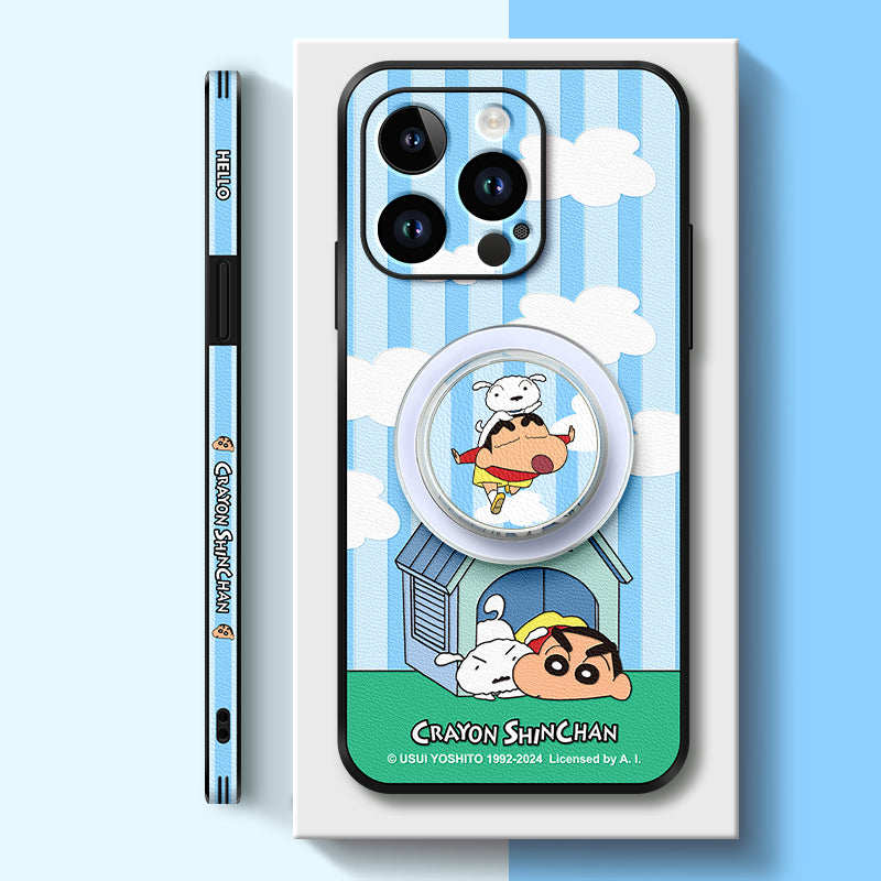 Doraemon-Inspired Leather Phone Case for iPhone with MagSafe - Original Design