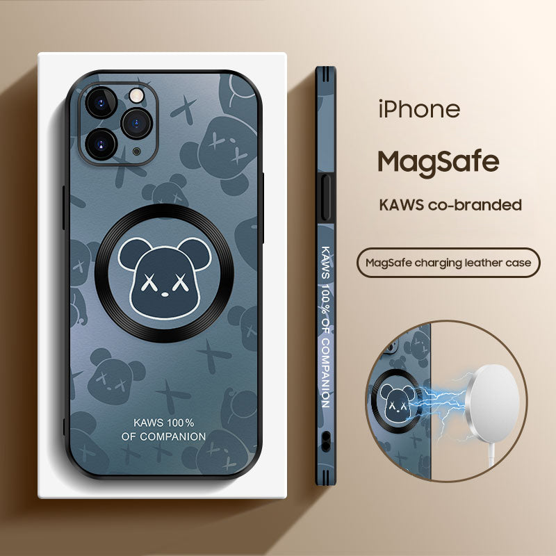 Stylish Kaws x iPhone MagSafe Leather Phone Case - Ultimate Protection with a Designer Touch!