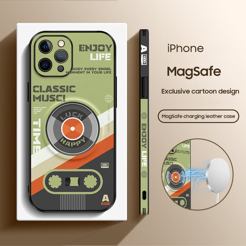 Stylish Retro Leather Case for iPhone with MagSafe Compatibility