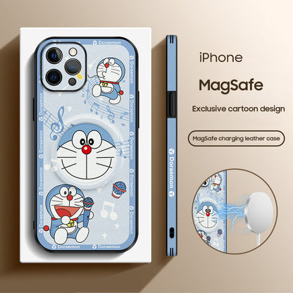 Doraemon-Themed Premium Leather iPhone MagSafe Case – Original Design