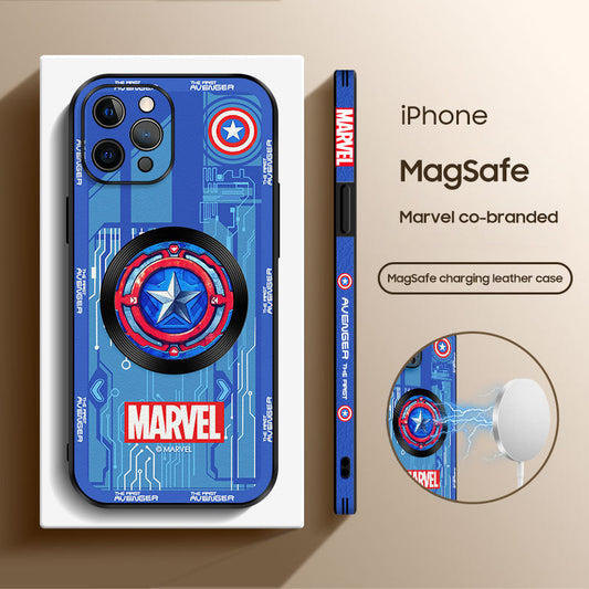 Marvelous Marvel Cartoon Leather Case for iPhone with MagSafe Compatibility