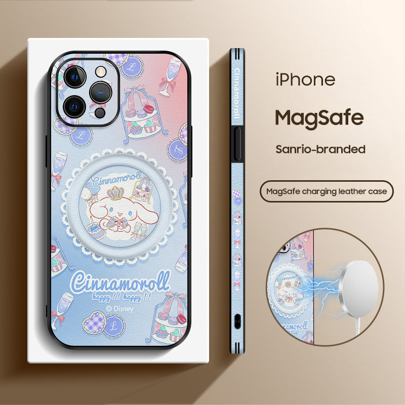 Sanrio Cartoon Leather Phone Case for iPhone with MagSafe Series Compatibility