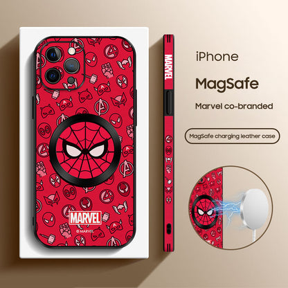 Marvel-Inspired Leather Phone Case for iPhone with MagSafe Compatibility