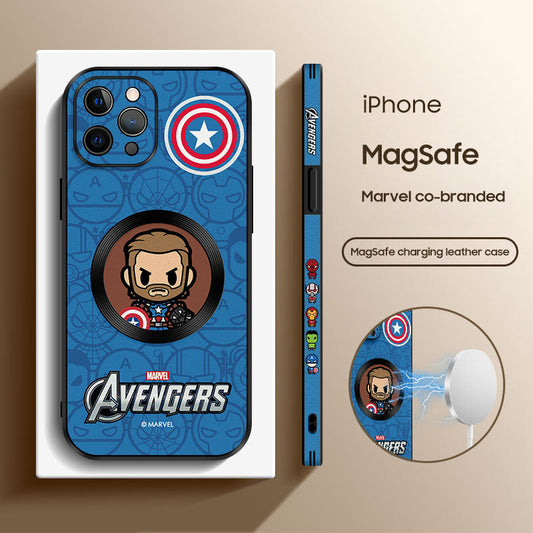 Marvel-Inspired Leather Phone Case for iPhone with MagSafe Compatibility