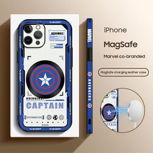 Marvel-Inspired Leather Phone Case for iPhone with MagSafe Compatibility