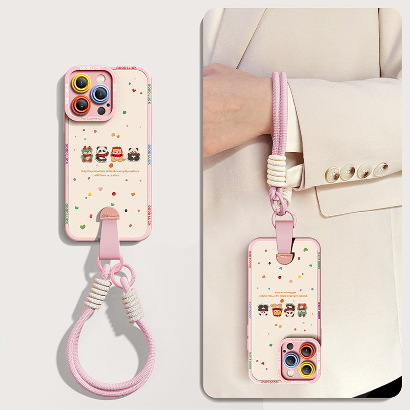 Stylish Cartoon Dragon Silicone Phone Case for iPhone Series | Includes Free Wrist & Cross-Body Strap!