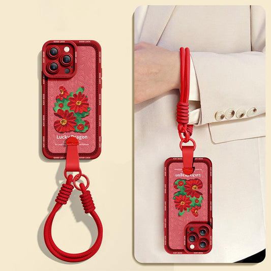 iPhone Series | Stylish Relief Dragon Silicone Phone Case with Free Wrist & Cross-Body Strap!