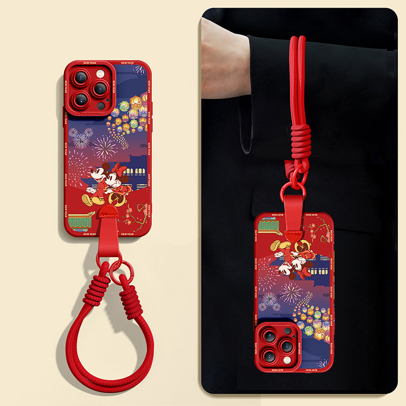 Mickey Mouse Silicone Phone Case for iPhone Series with Complimentary Wrist and Cross-Body Strap!