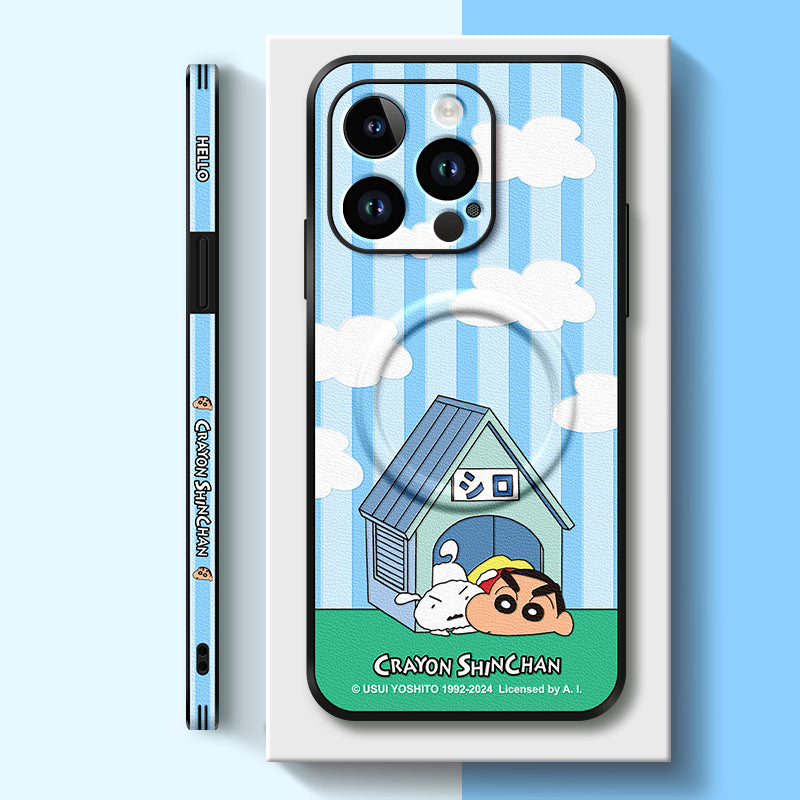 Doraemon-Inspired Leather Phone Case for iPhone with MagSafe - Original Design