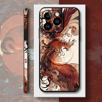 Elevate Your Style with the iPhone MagSafe "Phoenix Dragon" Cartoon Leather Case – Original Design!