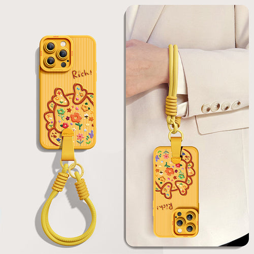 Charming Cartoon Dragon Silicone Case for iPhone Series + Complimentary Wrist & Cross-Body Strap!