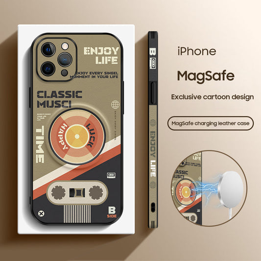 Stylish Retro Leather Case for iPhone with MagSafe Compatibility