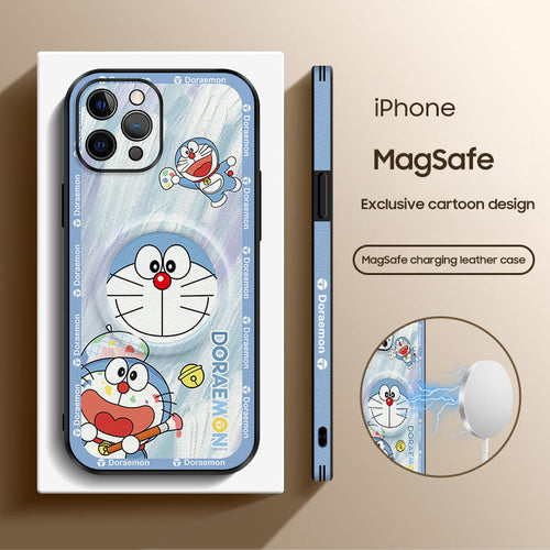 Doraemon-Themed Premium Leather iPhone MagSafe Case – Original Design