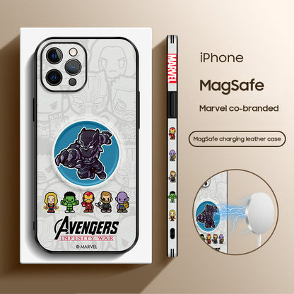 Marvel-Inspired Leather iPhone MagSafe Case Featuring Beloved Cartoon Characters