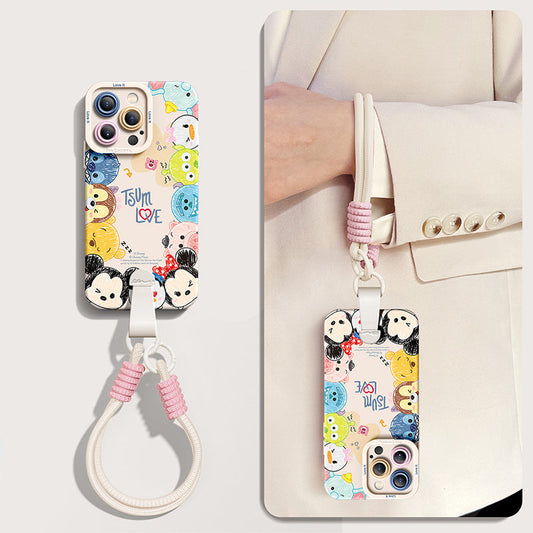 Disney-Inspired Silicone Phone Case for iPhone Series with Complimentary Wrist and Cross-Body Strap