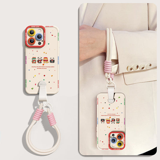 Charming Cartoon Dragon Silicone iPhone Case with Free Wrist and Cross-Body Strap!