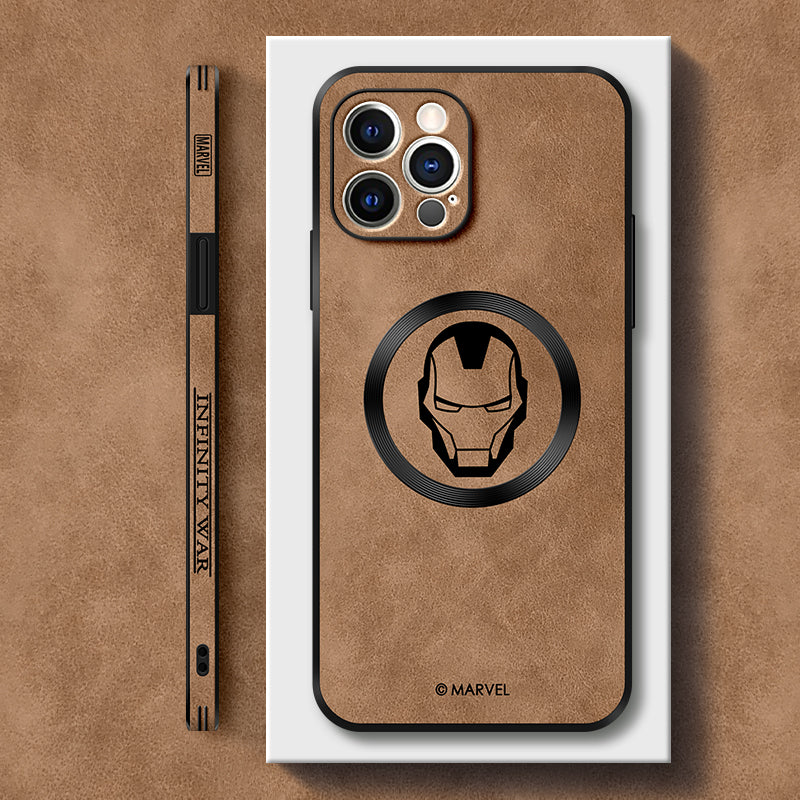 Stylish MagSafe Series iPhone Case | Original "Iron Man" Cartoon Leather Design