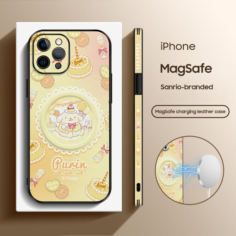 Sanrio Cartoon Leather Phone Case for iPhone with MagSafe Series Compatibility