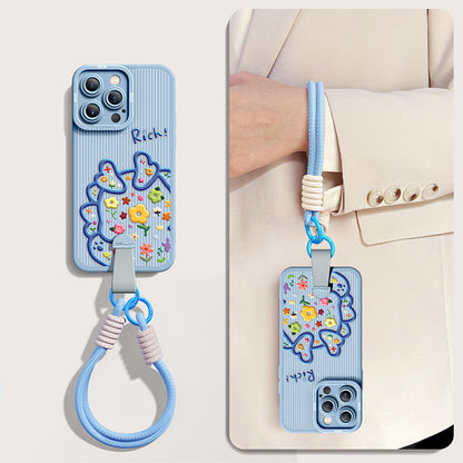 iPhone Series Cartoon Dragon Silicone Case with Free Wrist and Cross-Body Strap!