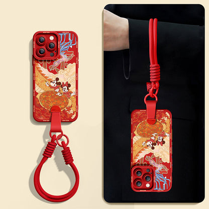 Mickey Mouse Silicone Phone Case for iPhone Series with Complimentary Wrist and Cross-Body Strap!