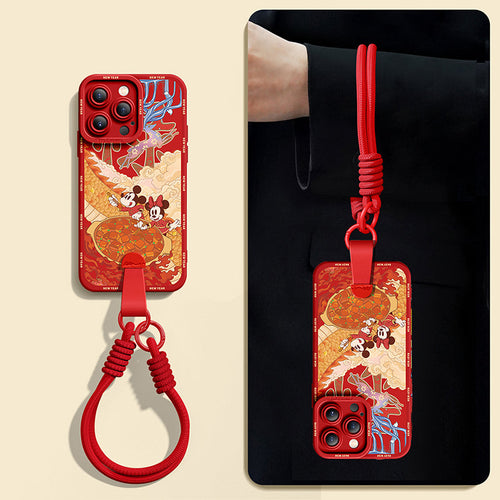 Mickey Mouse Silicone Phone Case for iPhone Series with Complimentary Wrist and Cross-Body Strap!