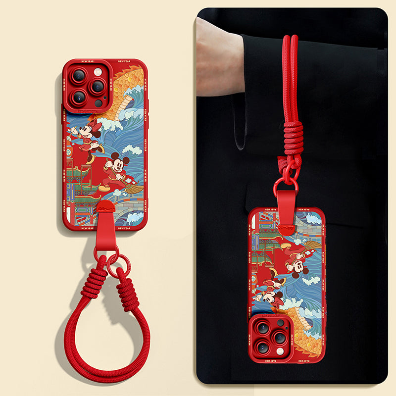 iPhone Collection | Adorable Mickey Mouse Silicone Phone Case with Bonus Wrist & Cross-Body Strap!