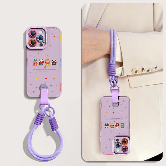 Cartoon Dragon Silicone Phone Case for iPhone Series with FREE Wrist Rope & Cross-Body Strap!