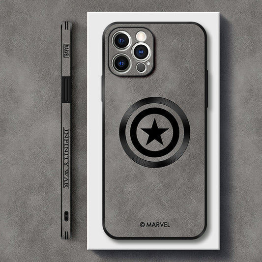 Stylish "Captain America" Cartoon Leather Phone Case for iPhone with MagSafe Compatibility