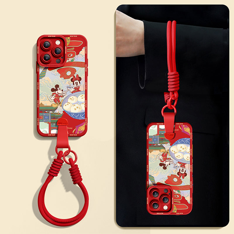 Mickey Mouse Silicone iPhone Case with Free Wrist and Cross-Body Strap!