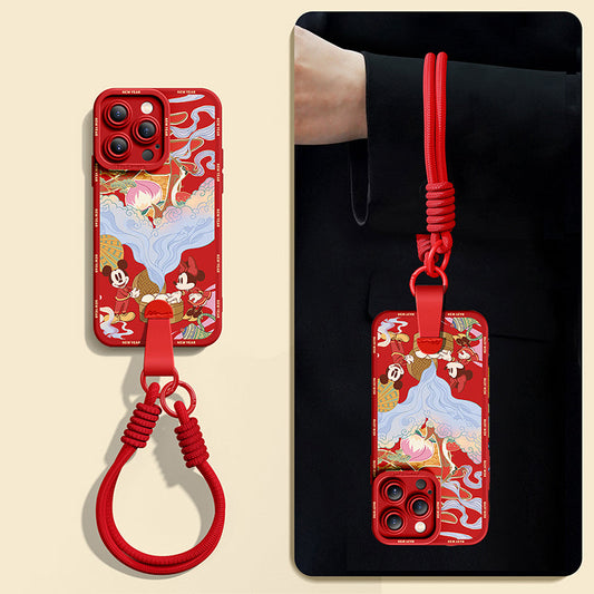 Mickey Mouse Silicone Phone Case for iPhone Series with Bonus Wrist & Cross-Body Strap!