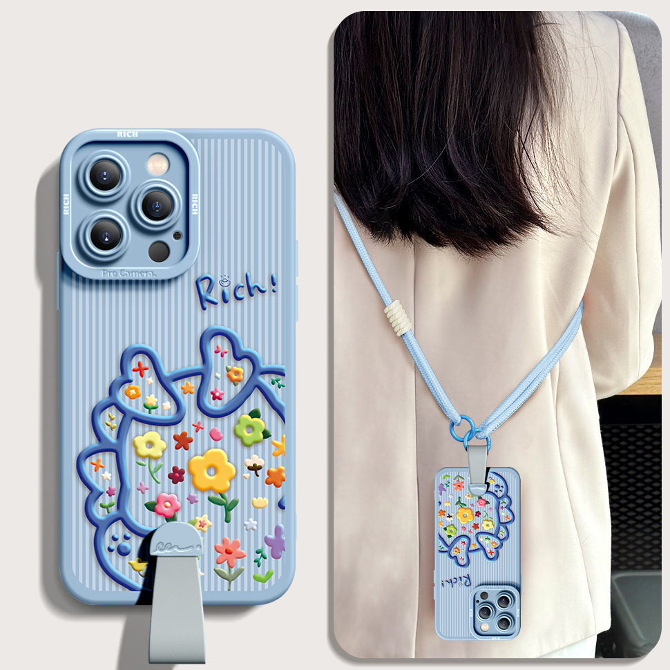 iPhone Series Cartoon Dragon Silicone Case with Free Wrist and Cross-Body Strap!